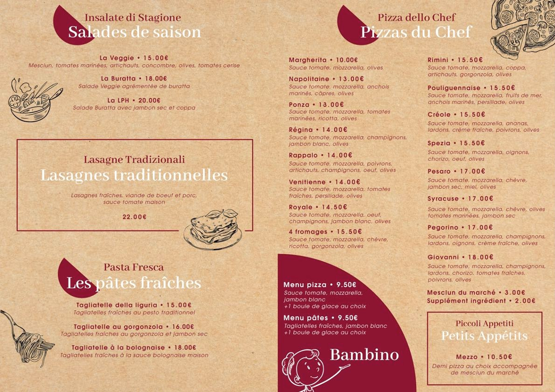 Menu La Pizzeria Des Halles-1