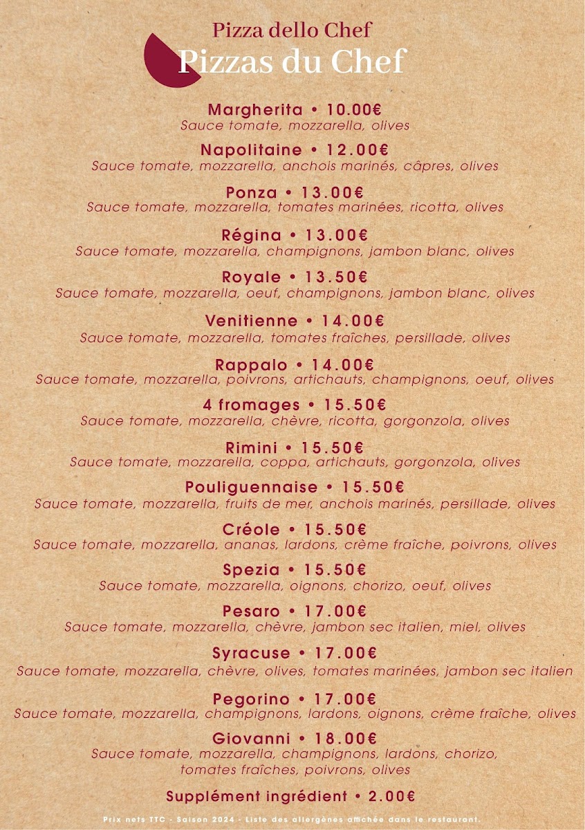 Menu La Pizzeria Des Halles-2