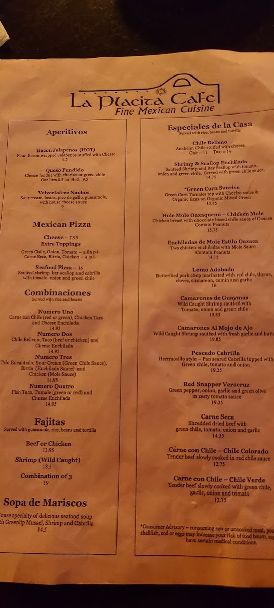 Menu La Placita Cafe-1