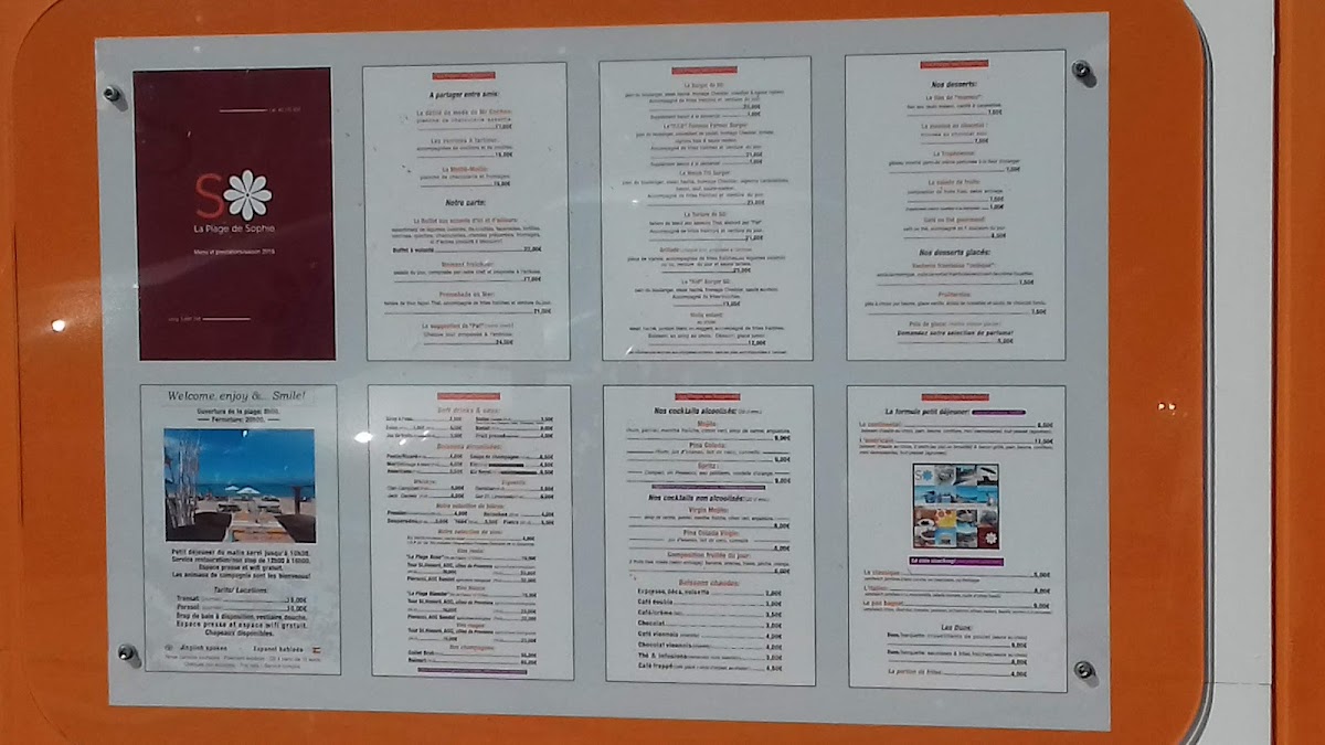 Menu La Plage De Sophie-1