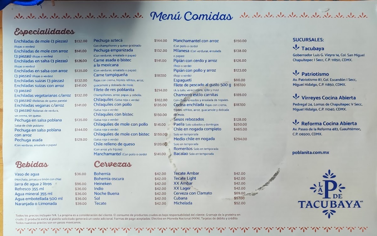 Menu La Poblanita Tacubaya-2