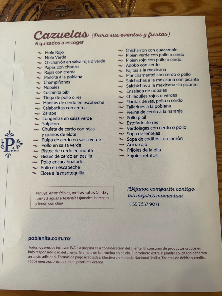 Menu La Poblanita Tacubaya-5