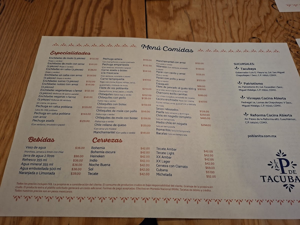Menu La Poblanita Tacubaya-7