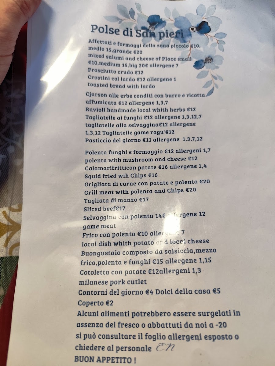Menu La Polse Di San Pieriristorante E Camere-1