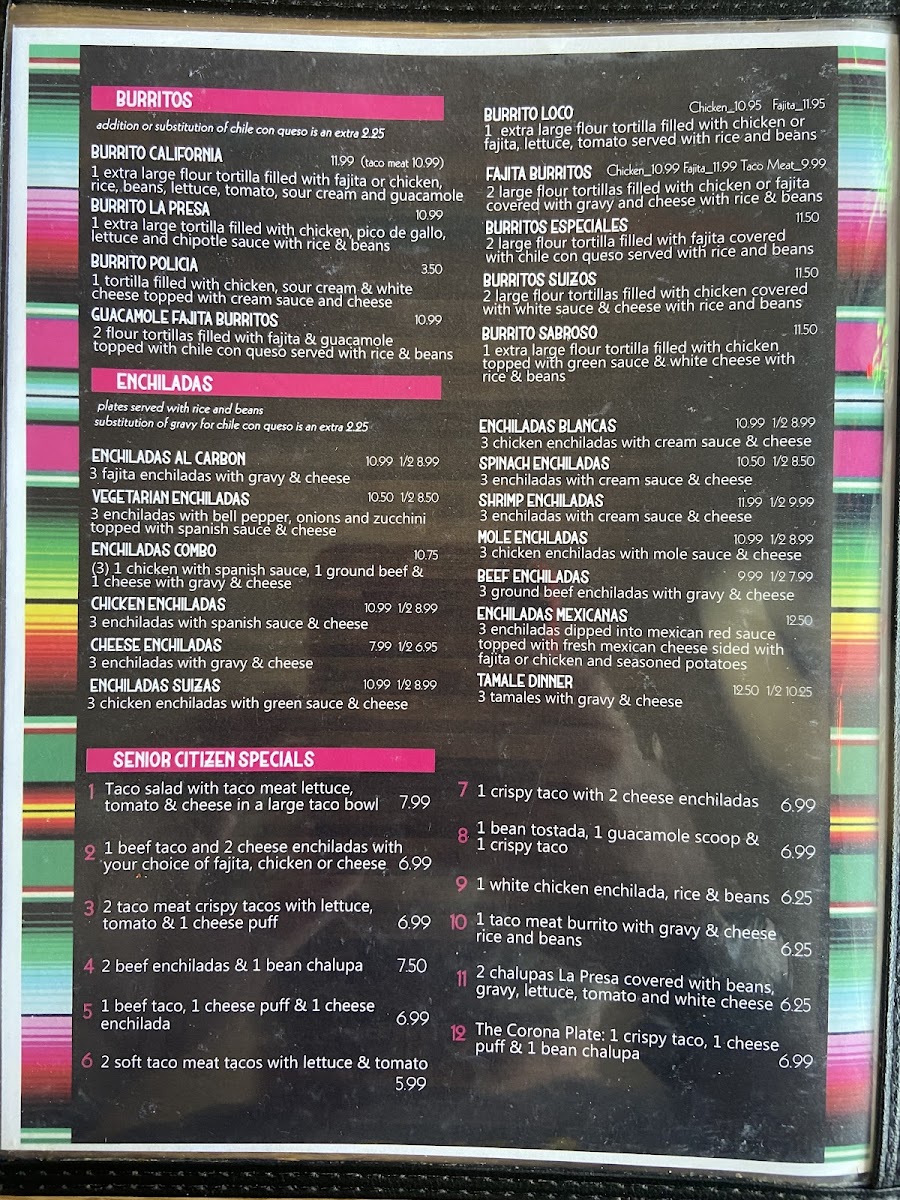 Menu La Presa Mexican Restaurant-5