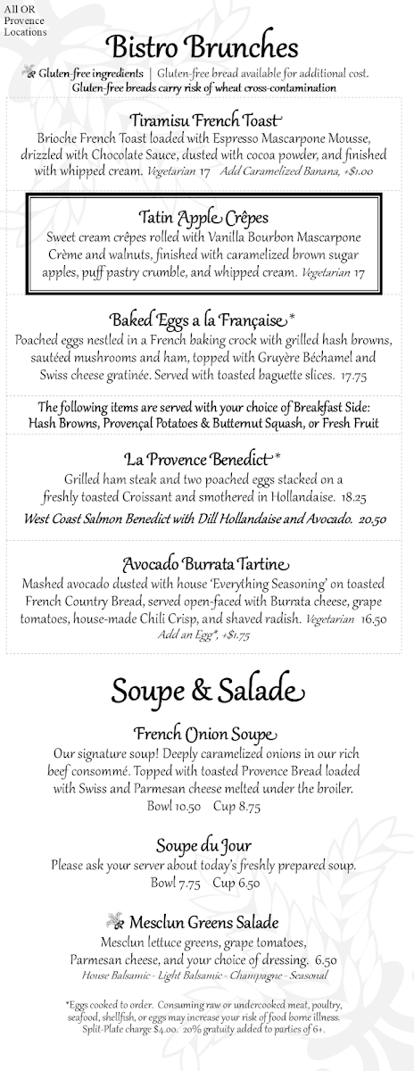 Menu La Provence Boulangerie & Patisserie-4