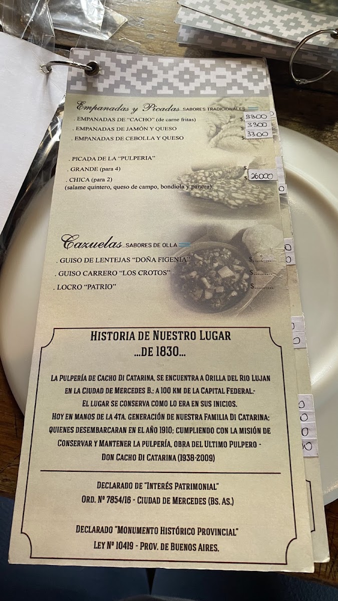 Menu La Pulpería De Cacho Di Catarina-1