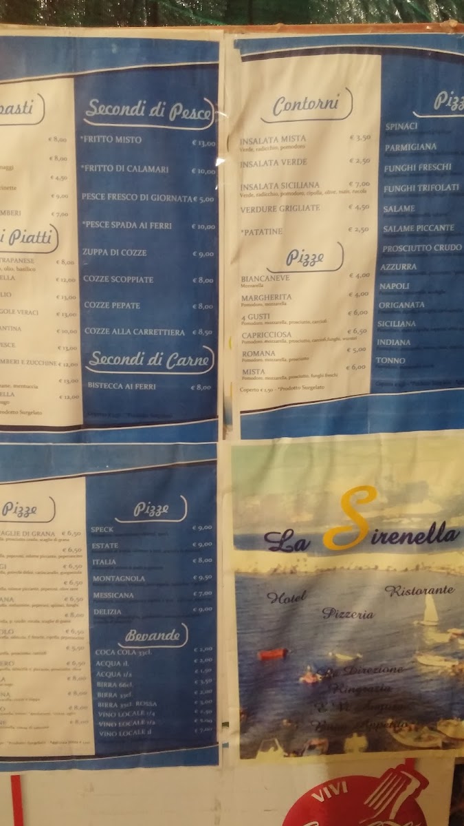 Menu La Sirenella — Ristorante • Pizzeria-1