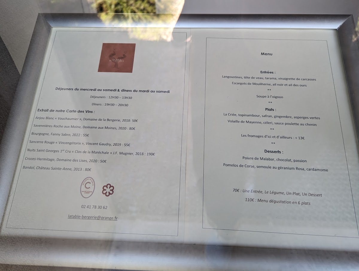 Menu La Table De La Bergerie-3