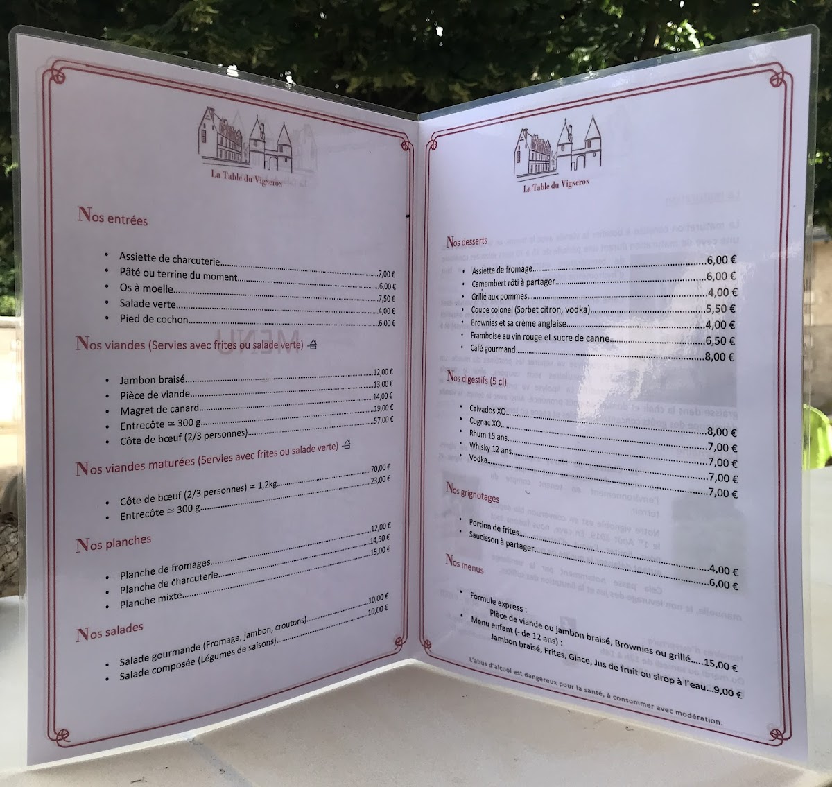 Menu La Table Du Vigneron-1