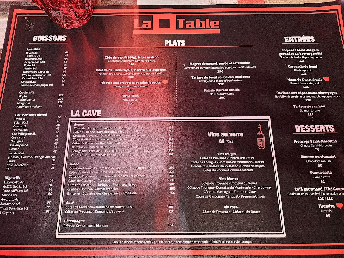 Menu La Table Restaurant-2