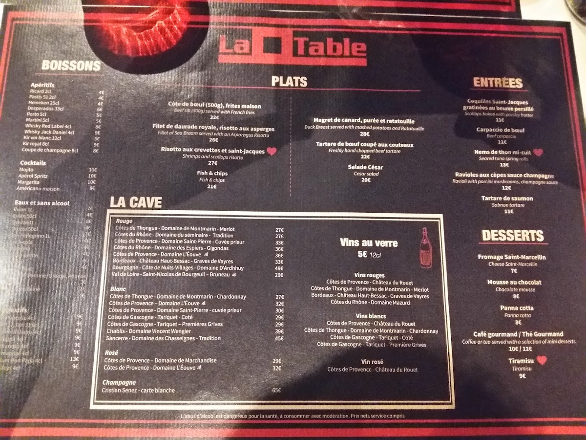 Menu La Table Restaurant-5