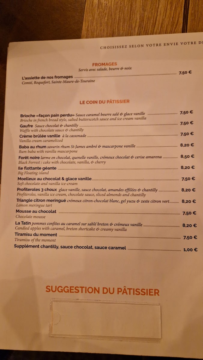 Menu La Taverne - Table De Caractère - Chasseneuil-Du-Poitou-7