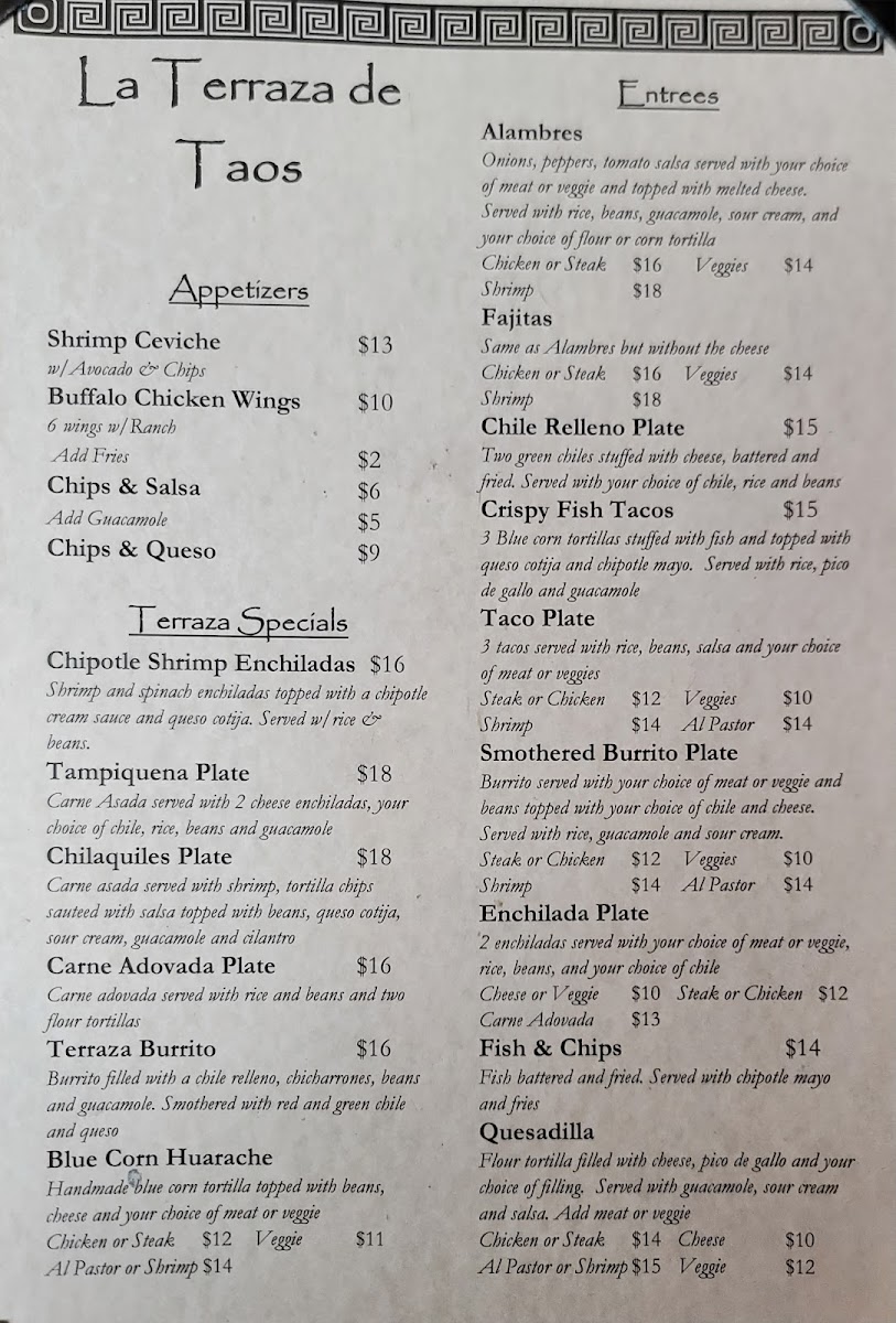 Menu La Terraza De Taos Cocina-4