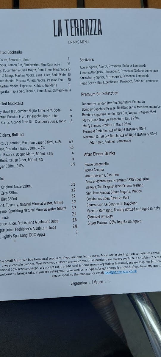 Menu La Terrazza Bedford-6