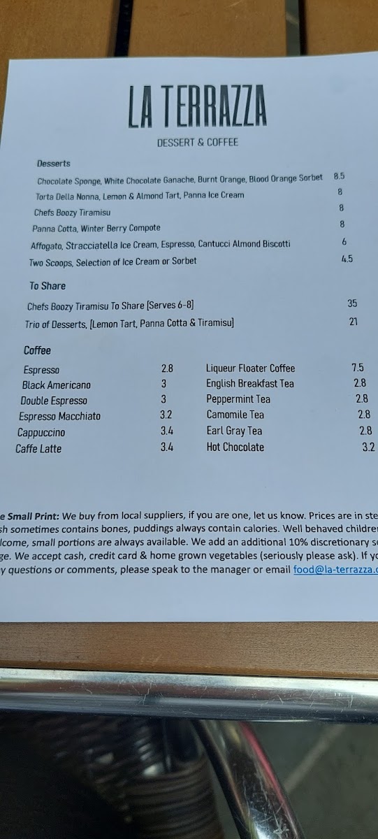 Menu La Terrazza Bedford-7