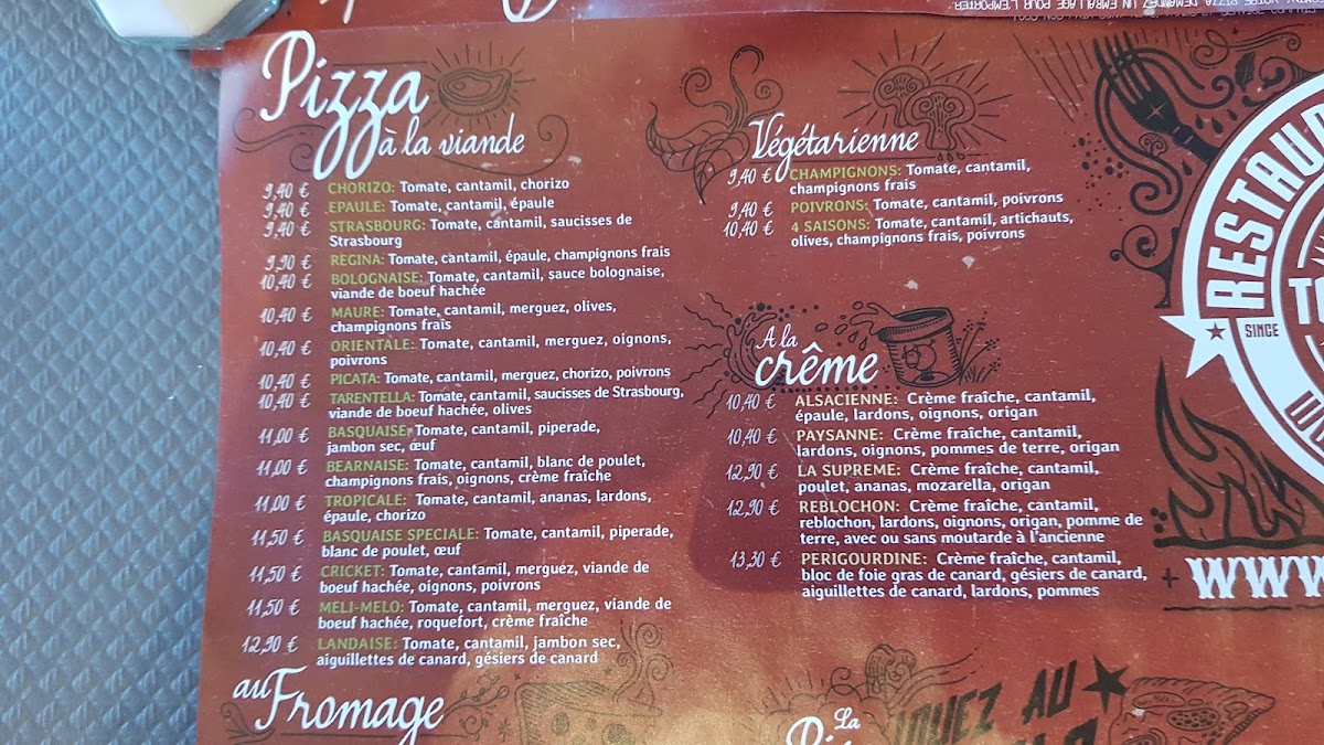Menu La Tour De Pise-2