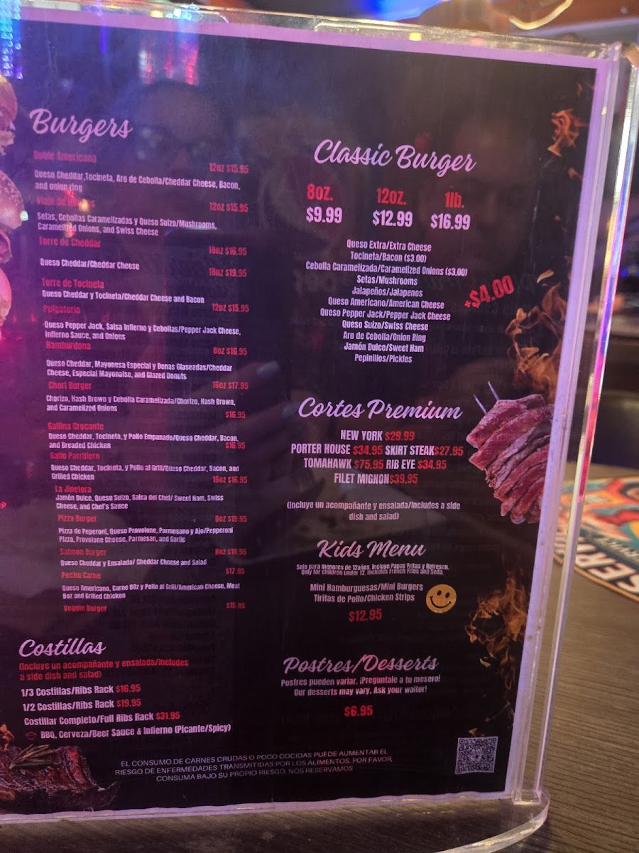 Menu La Vaca Enfurecida Bikers Bar & Grill San Juan-4