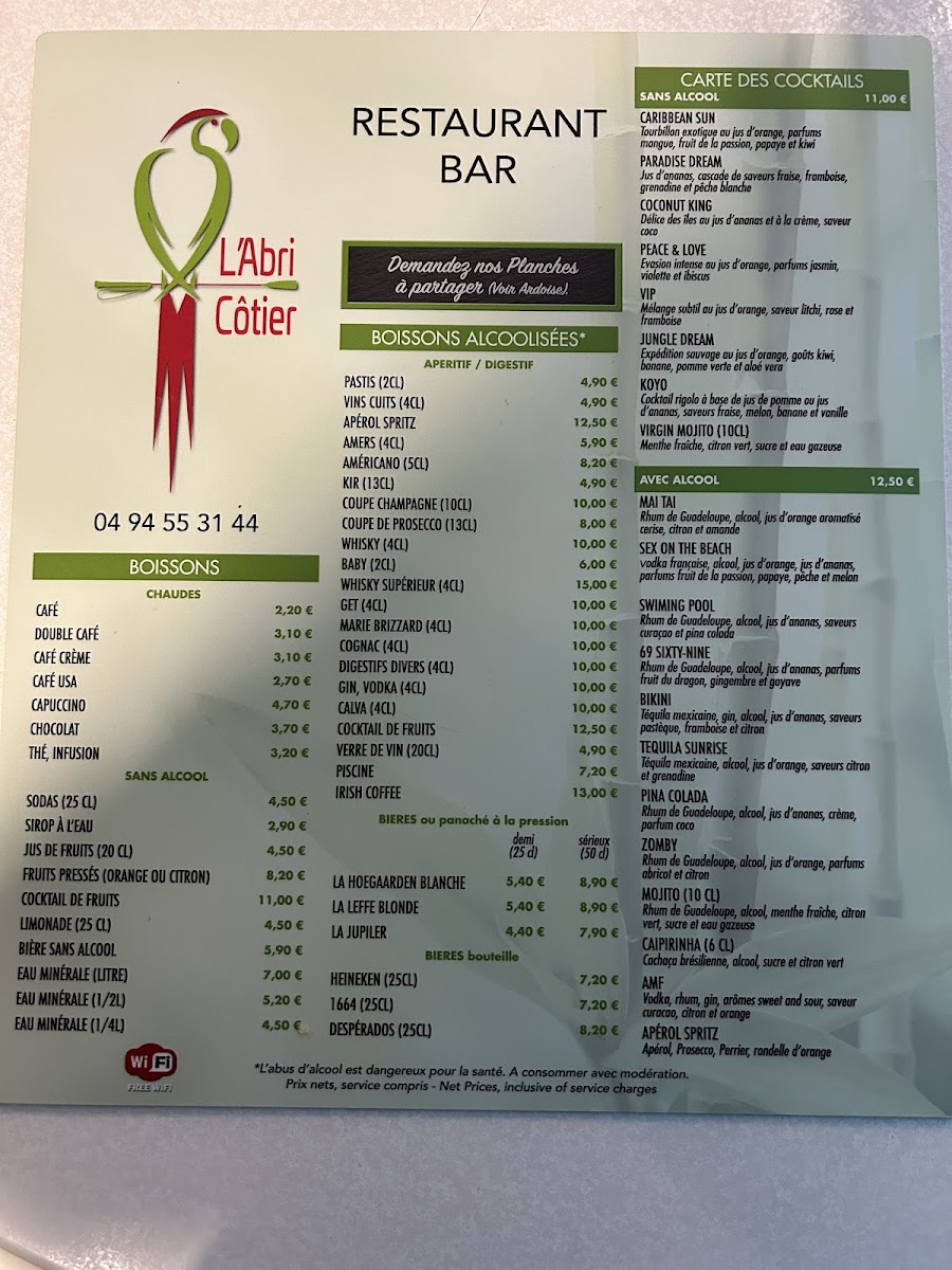 Menu L'abri Cotier-2