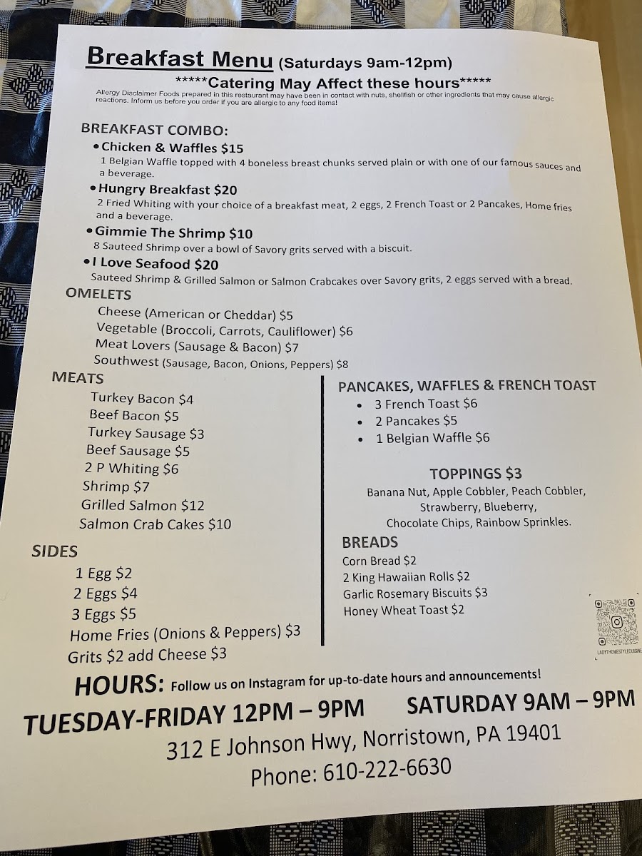 Menu Lady T Homestyle Southern Cuisine & Catering-1