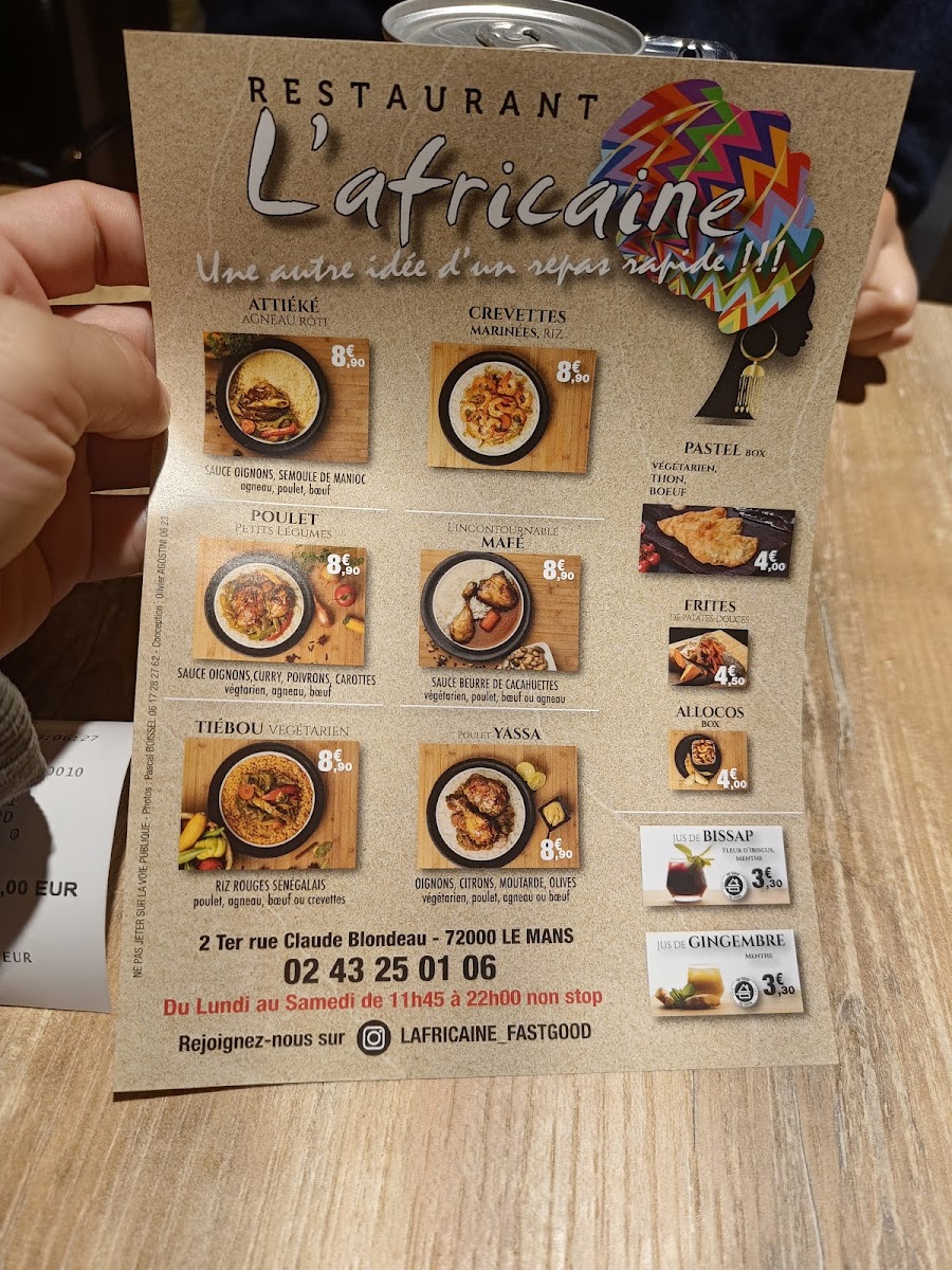 Menu L'africaine Resto Le Mans-1