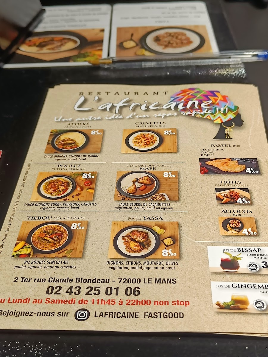 Menu L'africaine Resto Le Mans-2