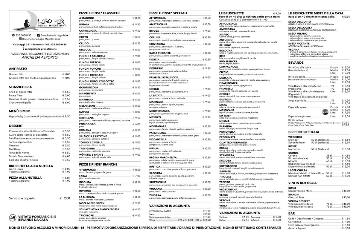 Menu Lago Max Pizzeria - Bruschetteria-1