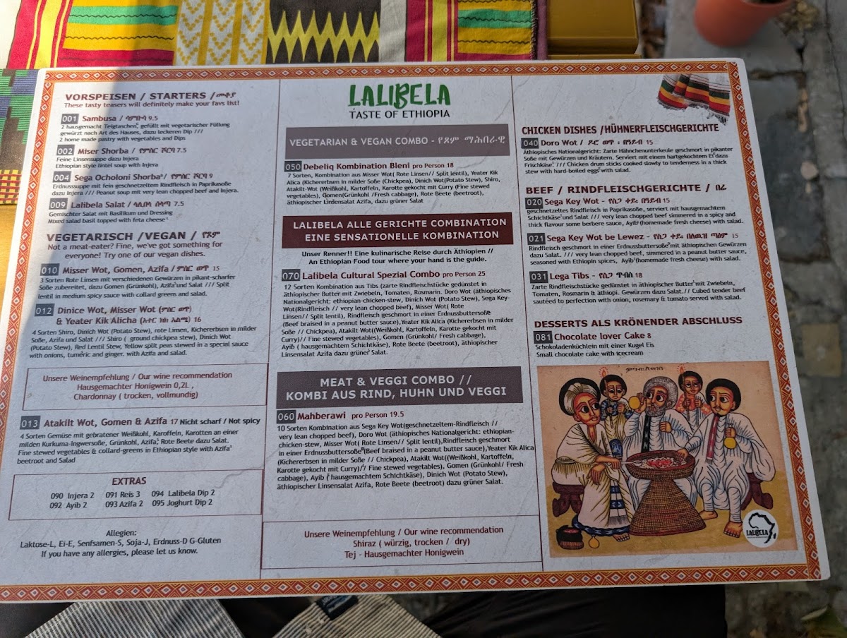 Menu Lalibela Restaurant - Taste Of Ethiopia, Wedding-1