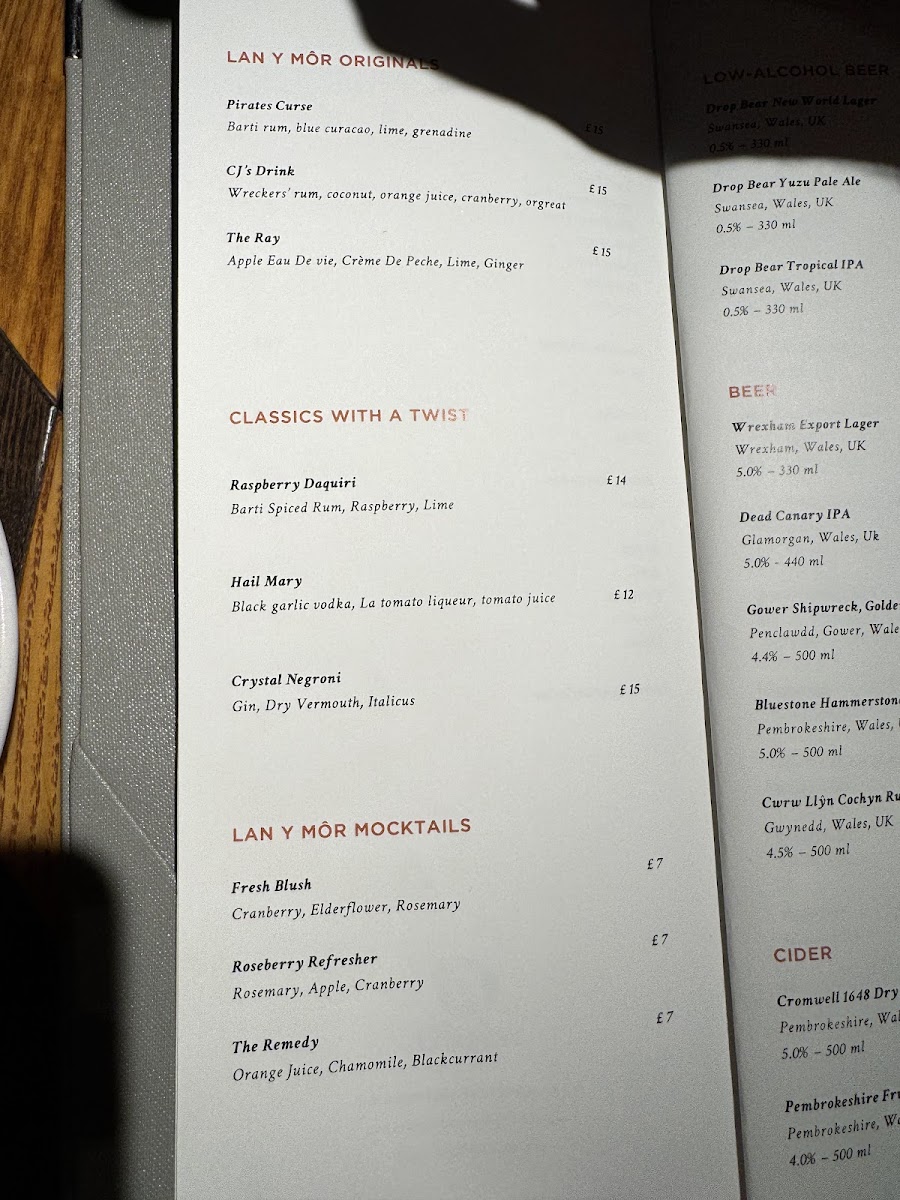 Menu Lan Y Môr Restaurant Saundersfoot-10