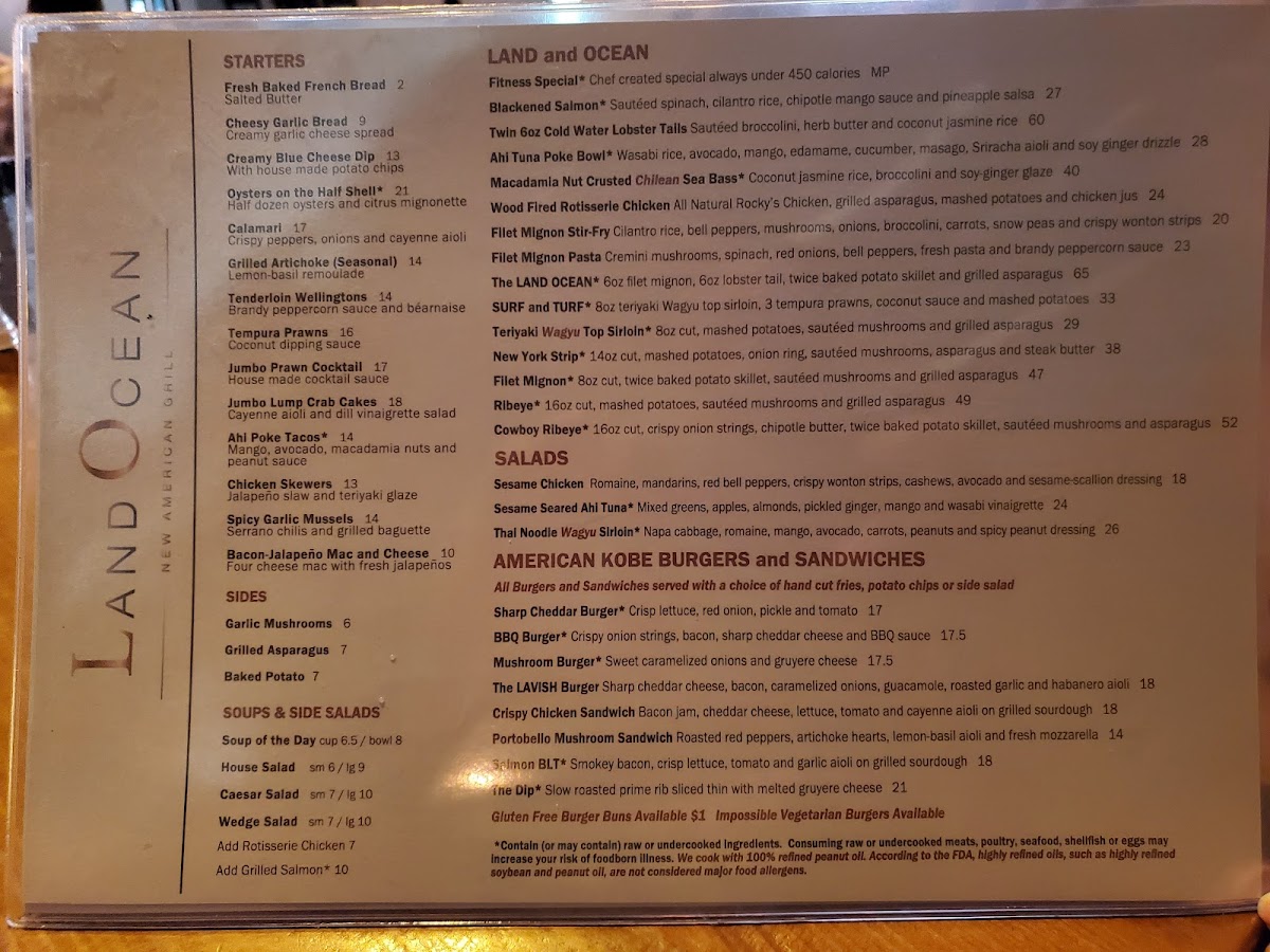 Menu Land Ocean Restaurant Meridian-2