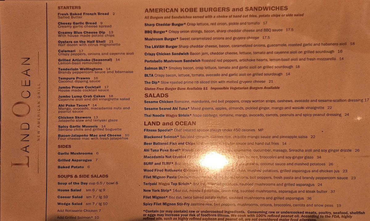 Menu Land Ocean Restaurant Meridian-7