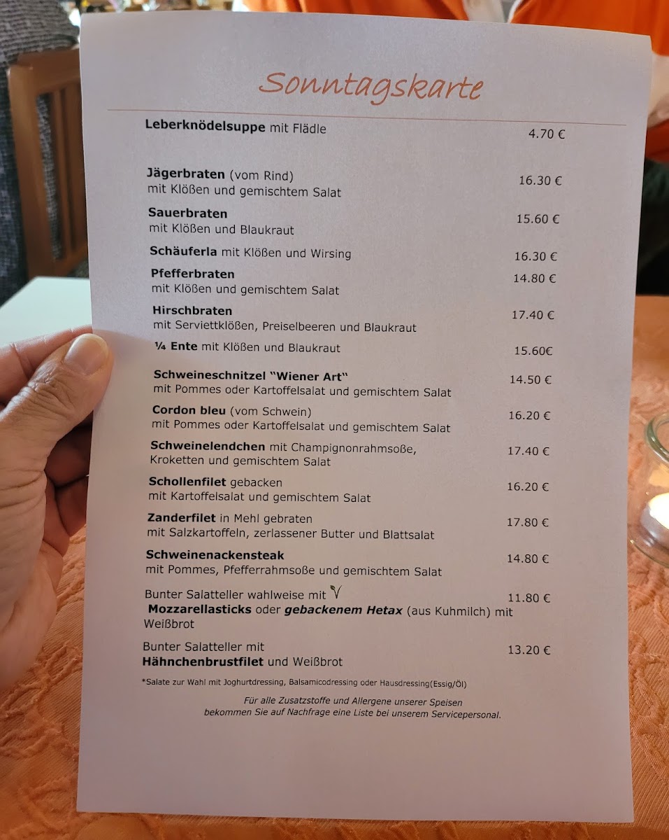Menu Landgasthaus Hubert-1