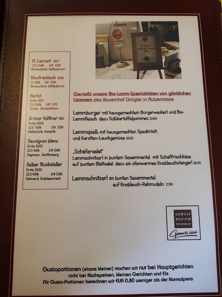 Menu Landgasthof Spitzerwirt-9