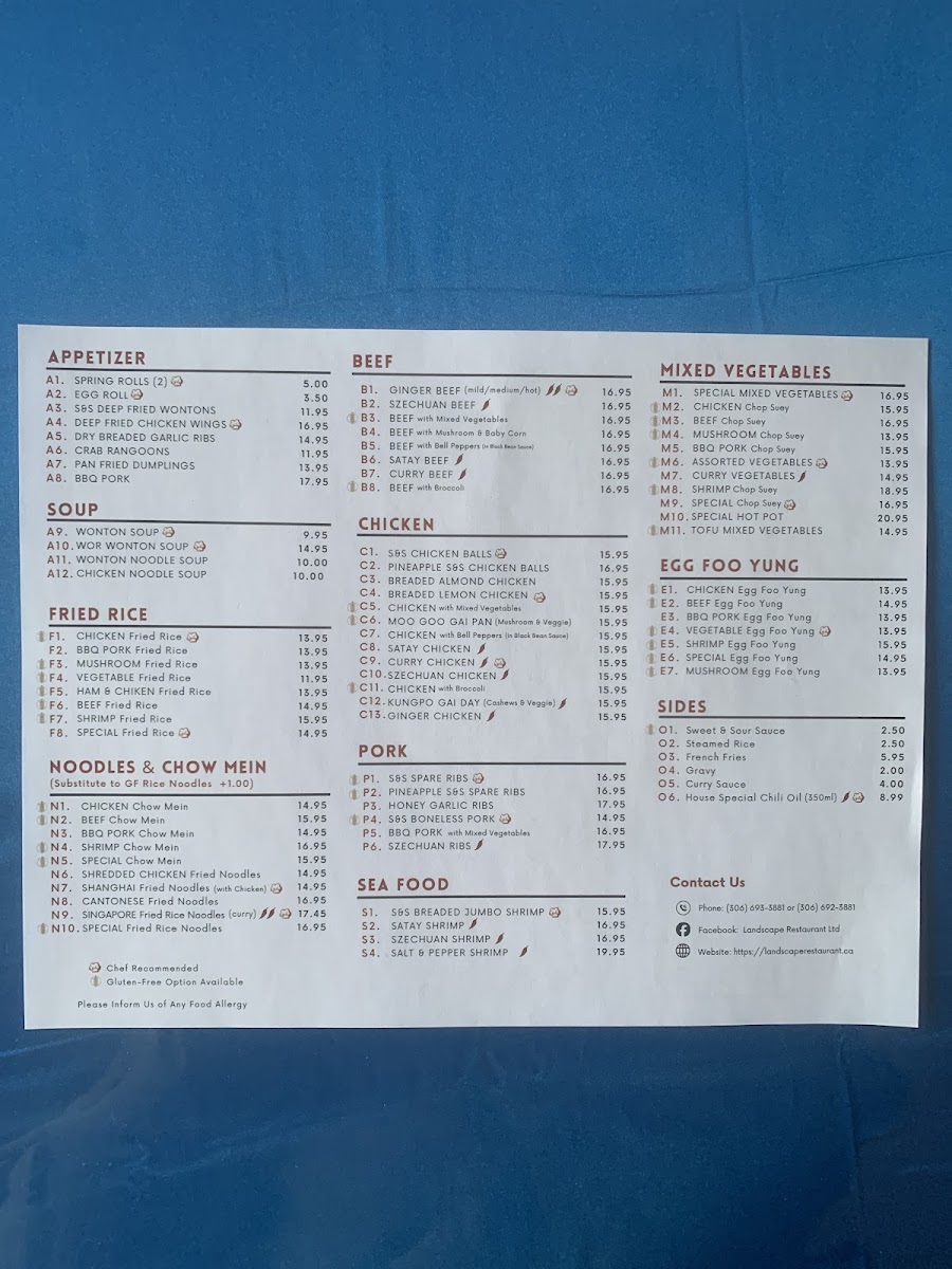Menu Landscape Restaurant Ltd-1