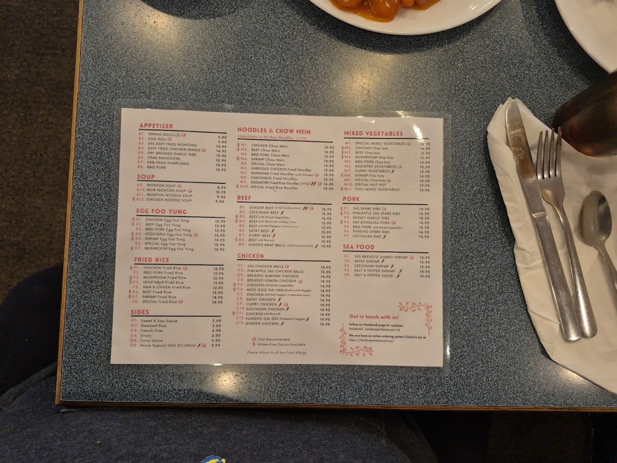 Menu Landscape Restaurant Ltd-5