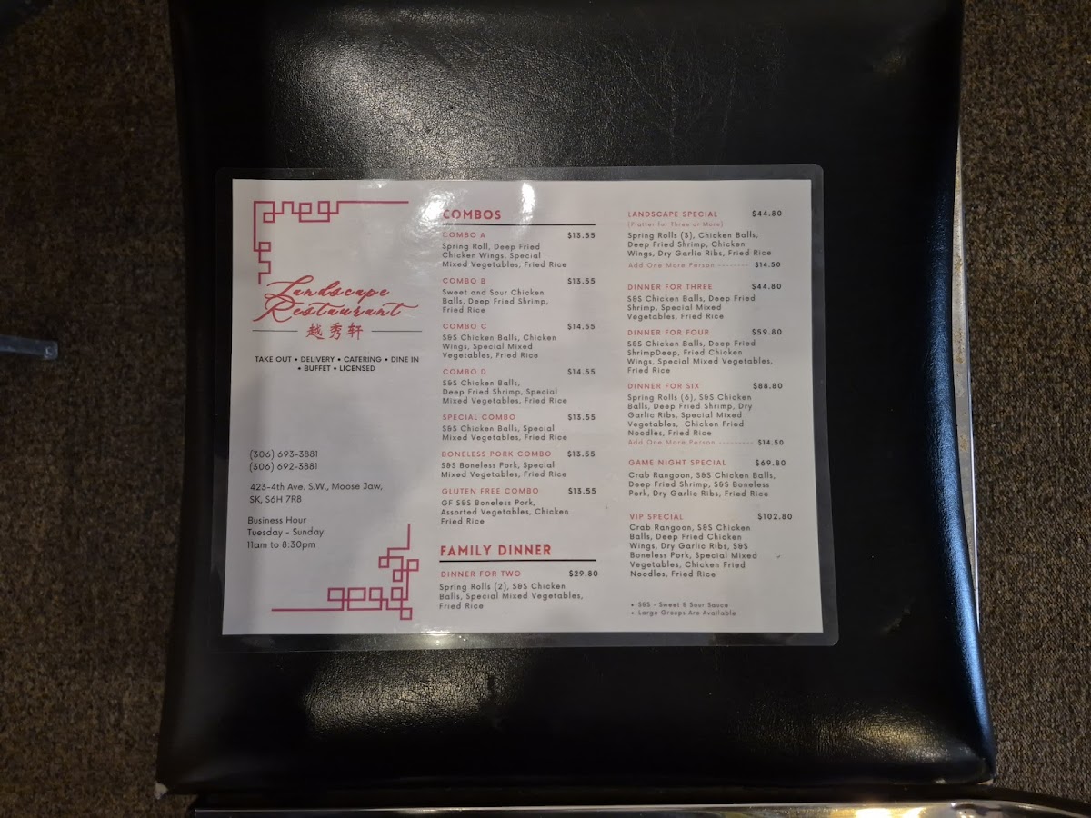 Menu Landscape Restaurant Ltd-7