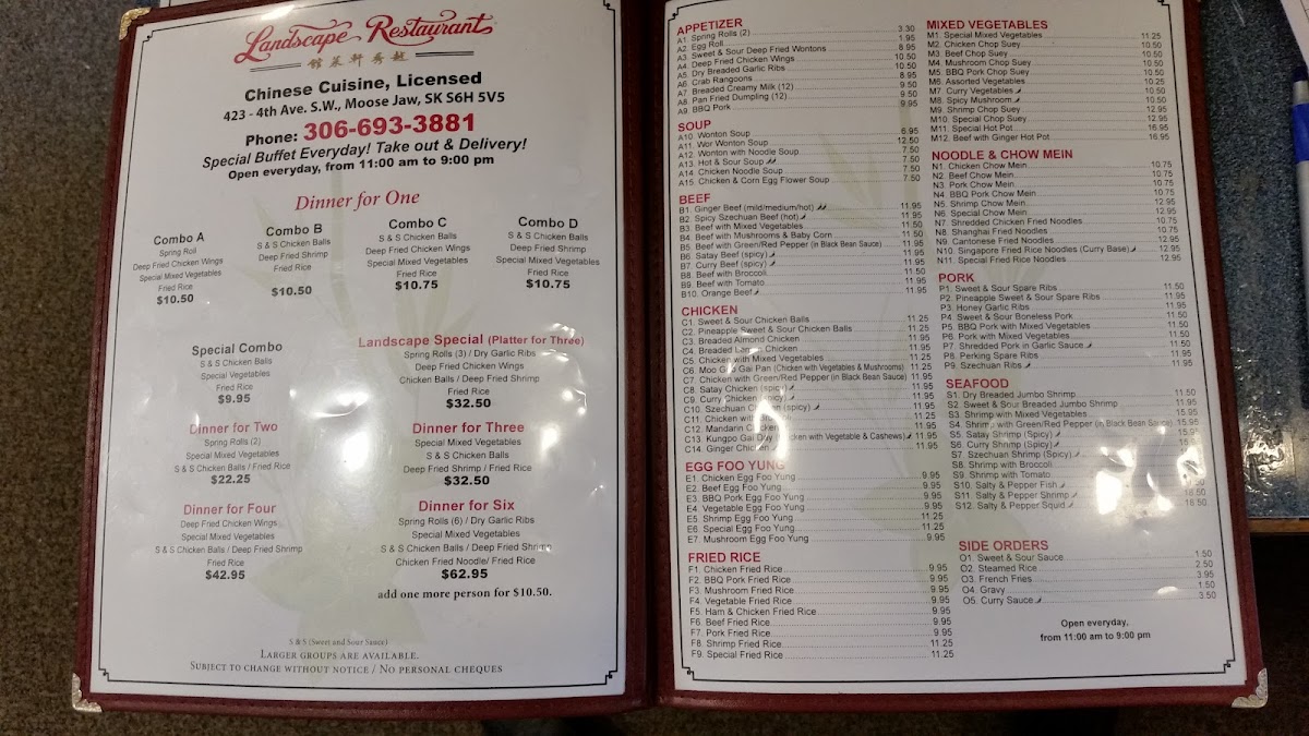 Menu Landscape Restaurant Ltd-8