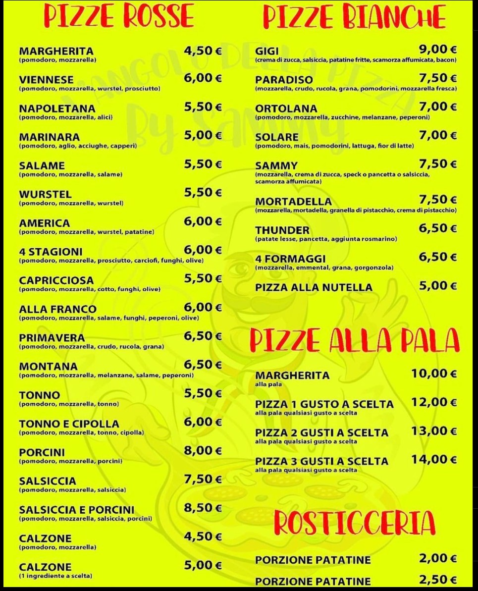 Menu L'angolo Della Pizza By Sammy-1