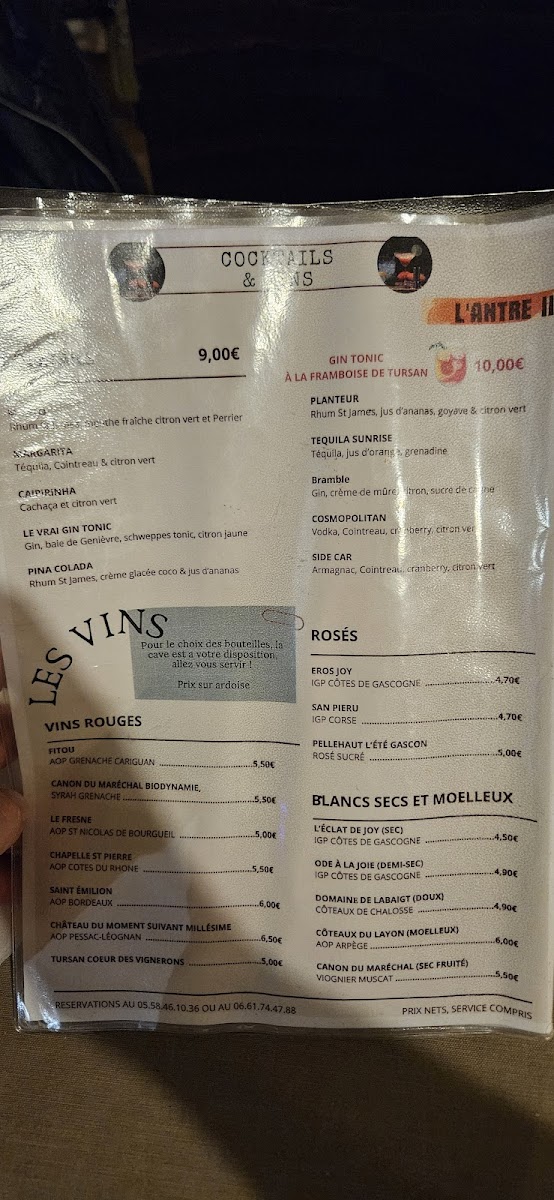 Menu L'antre Ll-1