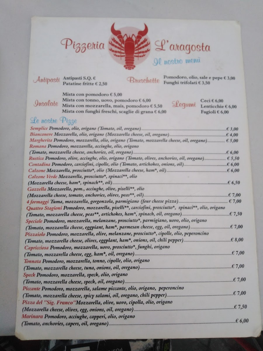 Menu L'aragosta Pizzeria-6