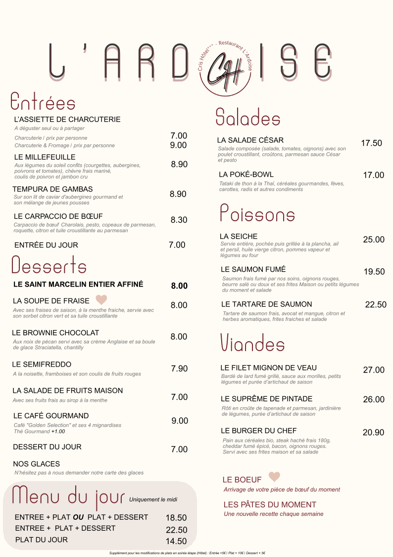Menu L'ardoise - Restaurant Corbas-1