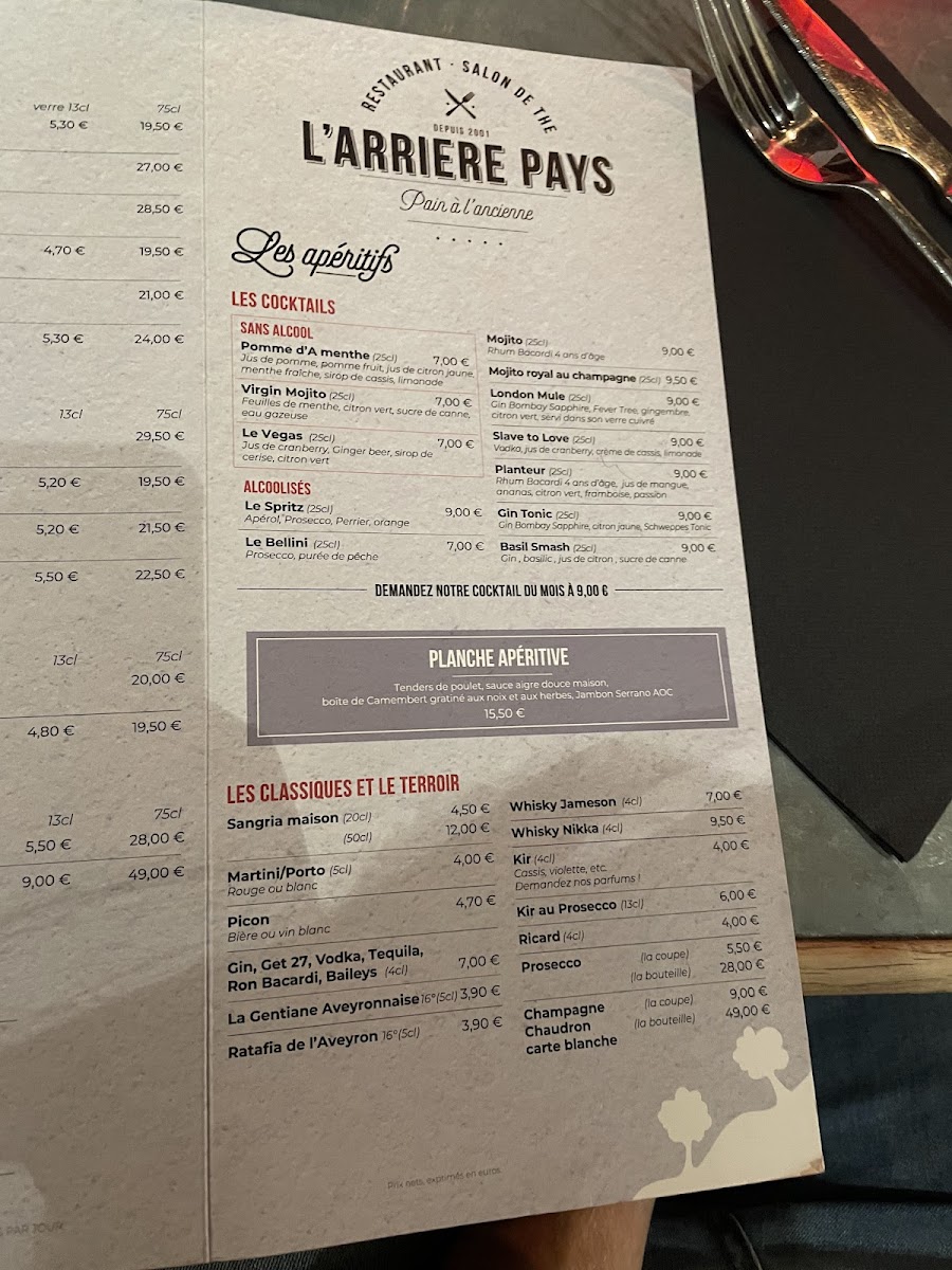Menu L'arrière Pays-6