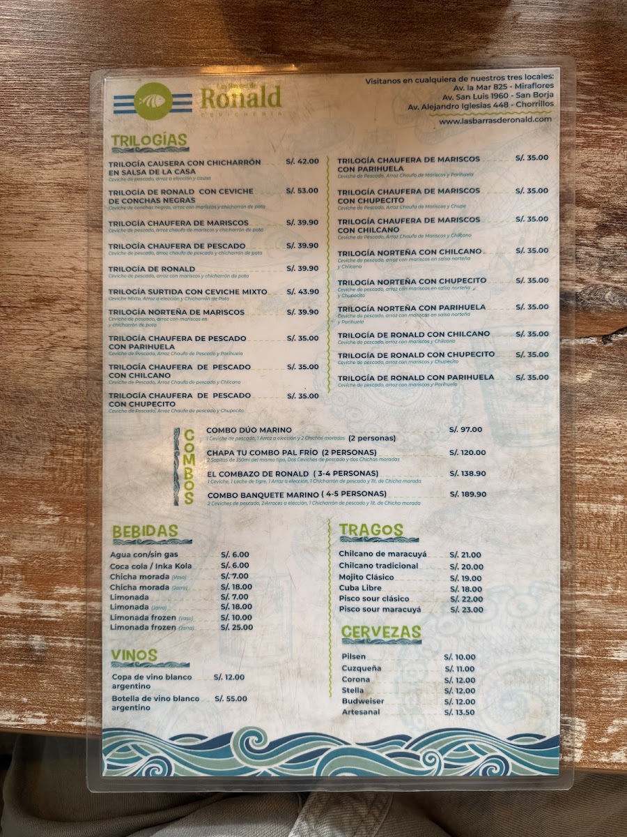 Menu Las Barras De Ronald Cevichería-2
