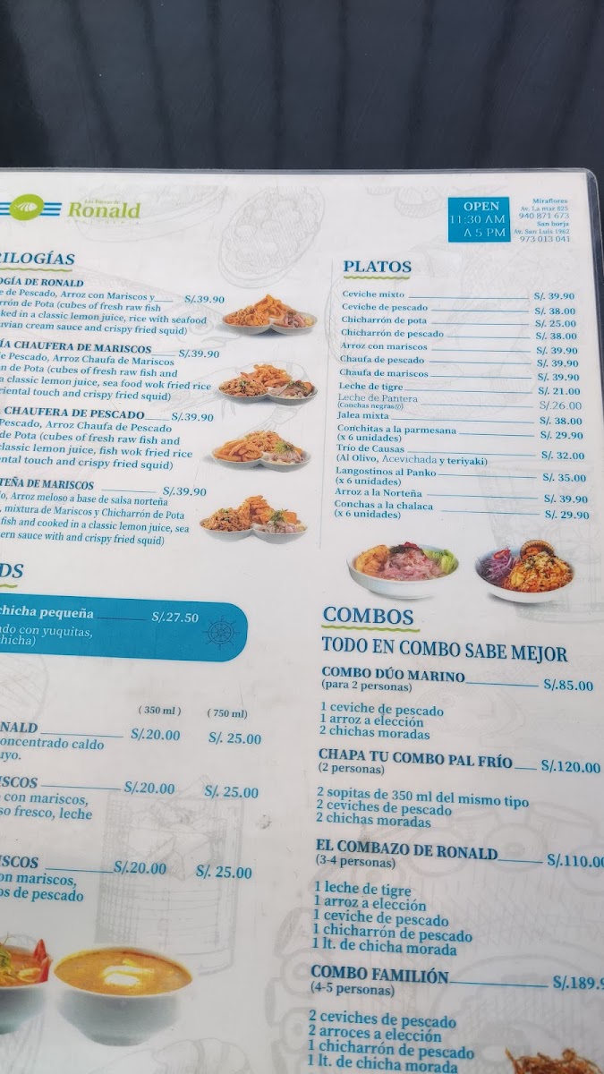 Menu Las Barras De Ronald Cevichería-8