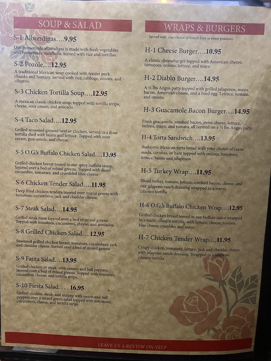 Menu Las Flores Family Mexican Restaurant-1