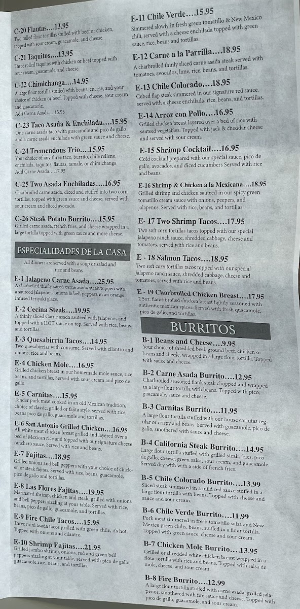 Menu Las Flores Family Mexican Restaurant-2