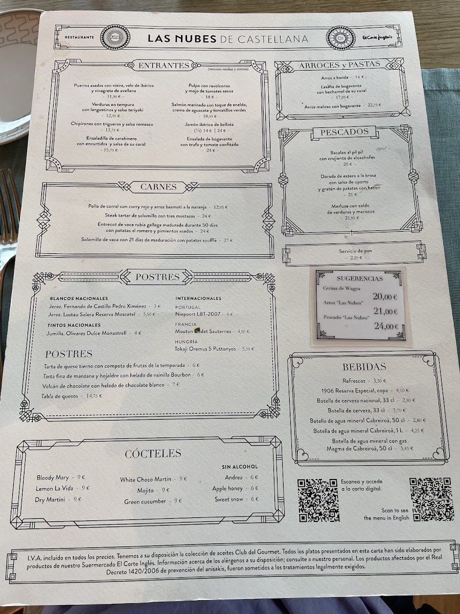 Menu Las Nubes Restaurante Castellana-1