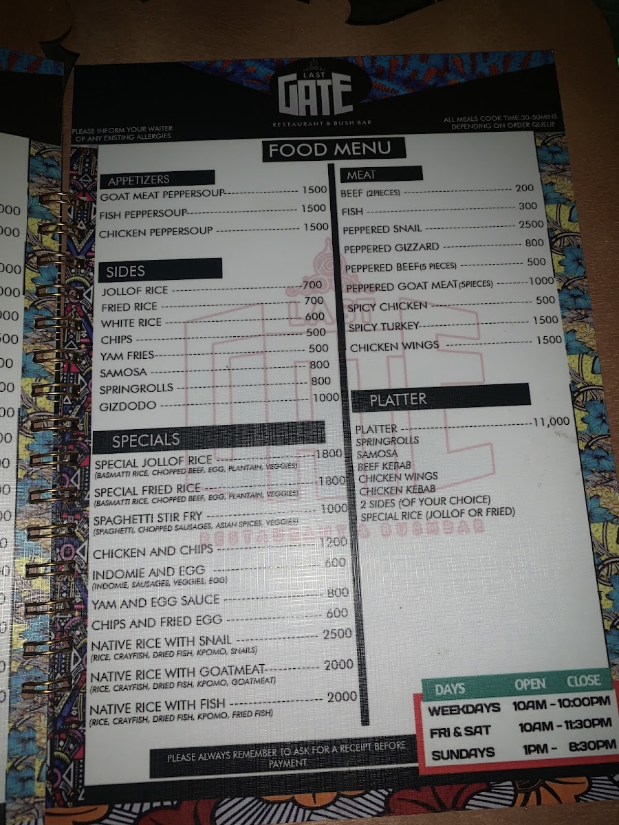 Menu Last Gate Restaurant And Bush Bar-3