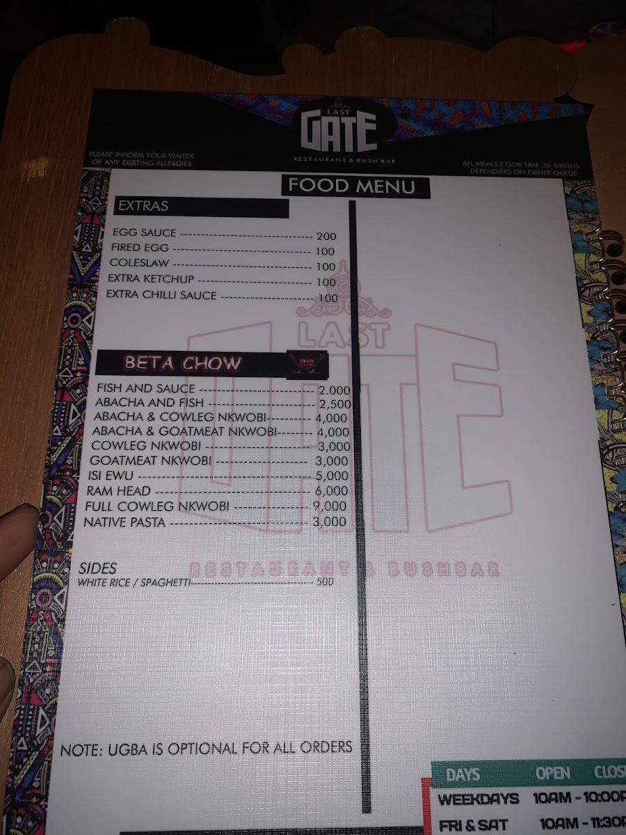 Menu Last Gate Restaurant And Bush Bar-4