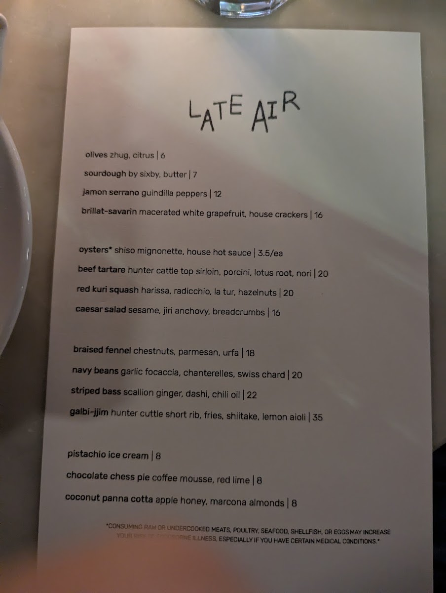Menu Late Air-7